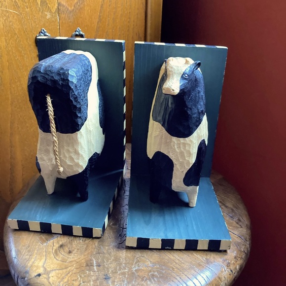 Vintage Accents Vintage 8 Wooden Cow Bookends Large Tall Rustic